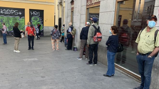 Lee más sobre el artículo Colas de hambre por la pandemia inundan Madrid